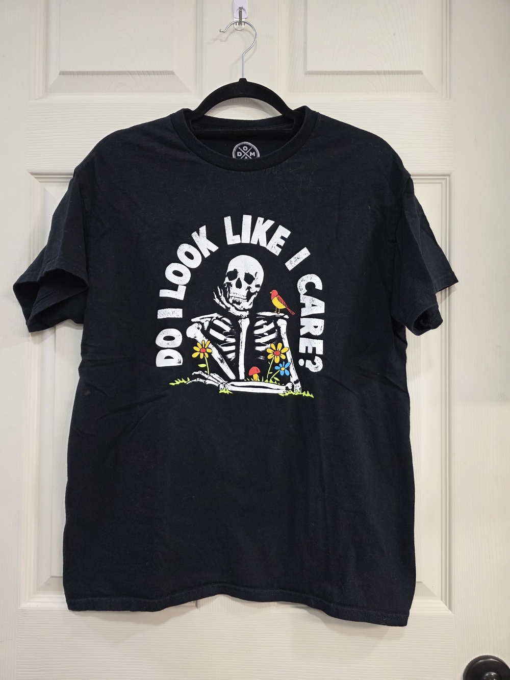 Do I Look Like I Care?' Mens DOM Skeleton Print Graphic Urban Tee Shirt